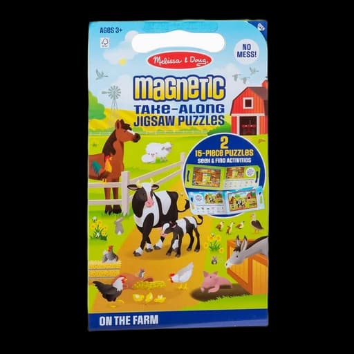 Melissa & Doug Take-Along Magnetic Jigsaw Puzzle Set - On the Farm (2 x 15 Pieces)
